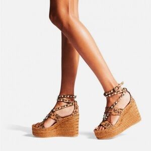 Beautiful Jimmy Choo Danica Leopard Embellished Wedge Platforms